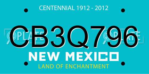 CB3Q796 New Mexico License Plate
