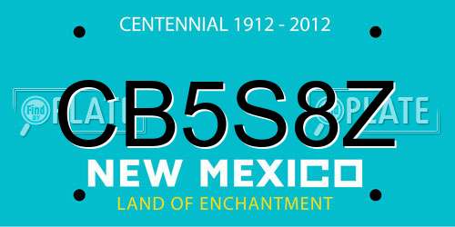 CB5S8Z New Mexico License Plate
