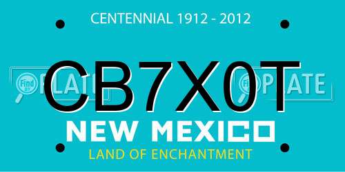 CB7X0T New Mexico License Plate
