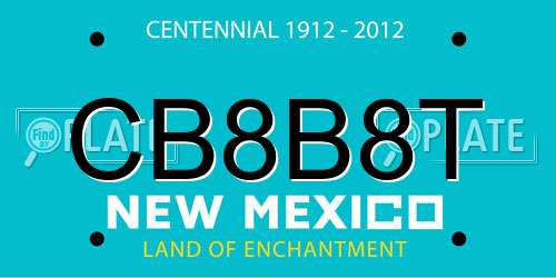 CB8B8T New Mexico License Plate