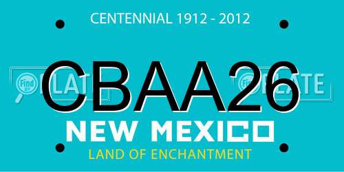 CBAA26 New Mexico License Plate