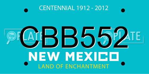 CBB552 New Mexico License Plate
