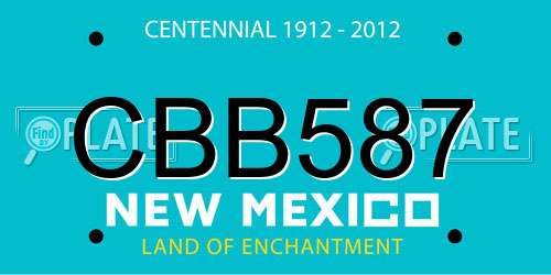 CBB587 New Mexico License Plate