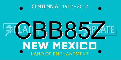 CBB85Z New Mexico License Plate
