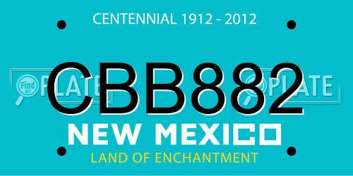 CBB882 New Mexico License Plate