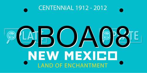 CBOA08 New Mexico License Plate