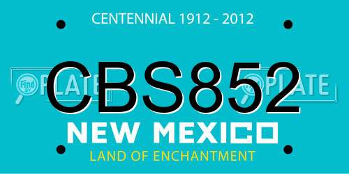 CBS852 New Mexico License Plate