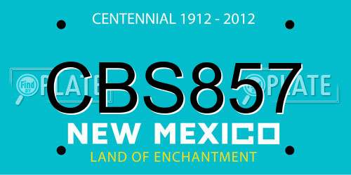 CBS857 New Mexico License Plate