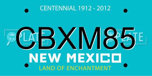 CBXM85 New Mexico License Plate