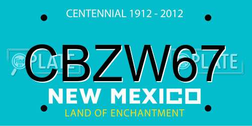 CBZW67 New Mexico License Plate