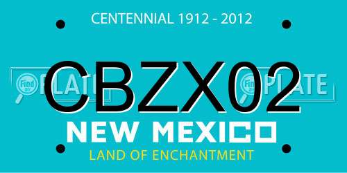 CBZX02 New Mexico License Plate