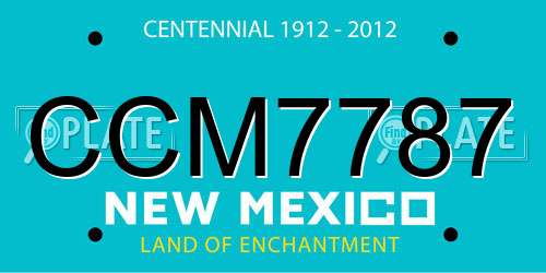 CCM7787 New Mexico License Plate