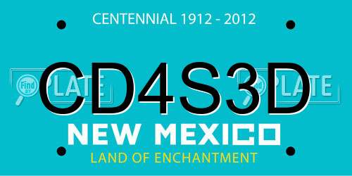 CD4S3D New Mexico License Plate