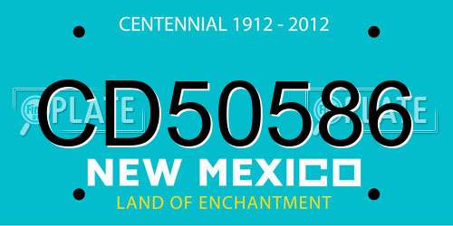 CD50586 New Mexico License Plate