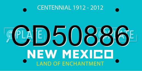 CD50886 New Mexico License Plate
