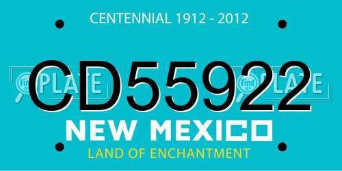 CD55922 New Mexico License Plate