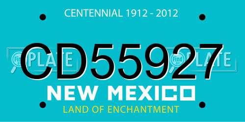 CD55927 New Mexico License Plate