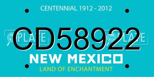 CD58922 New Mexico License Plate