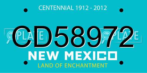 CD58972 New Mexico License Plate