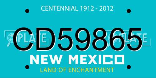 CD59865 New Mexico License Plate