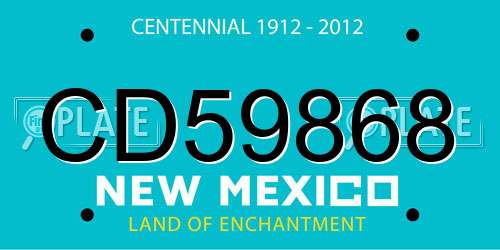 CD59868 New Mexico License Plate