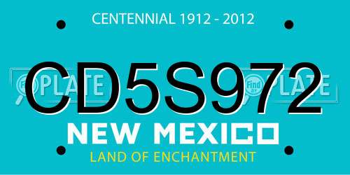 CD5S972 New Mexico License Plate