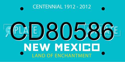 CD80586 New Mexico License Plate