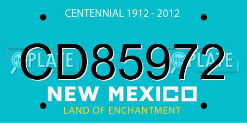 CD85972 New Mexico License Plate