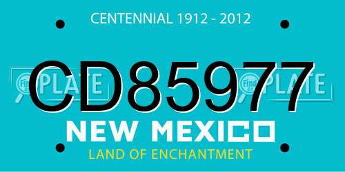 CD85977 New Mexico License Plate