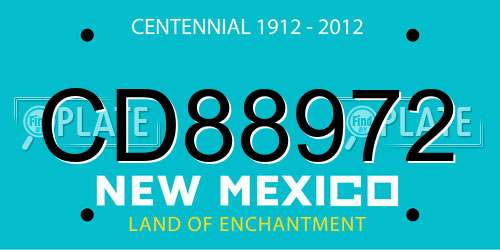 CD88972 New Mexico License Plate