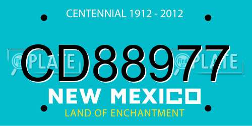 CD88977 New Mexico License Plate