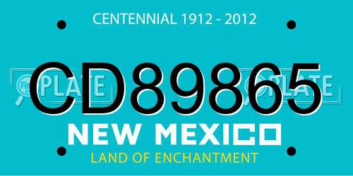 CD89865 New Mexico License Plate