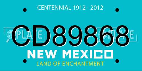 CD89868 New Mexico License Plate
