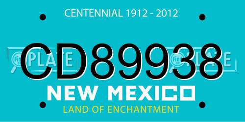 CD89938 New Mexico License Plate
