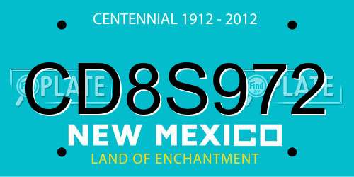 CD8S972 New Mexico License Plate