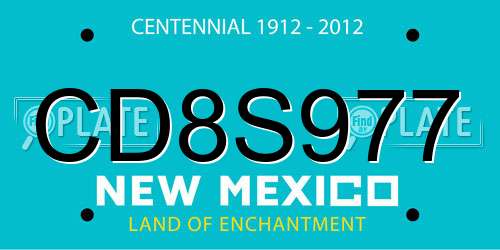 CD8S977 New Mexico License Plate