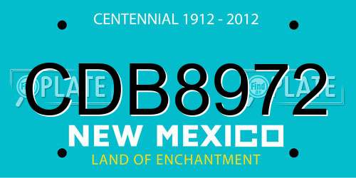 CDB8972 New Mexico License Plate