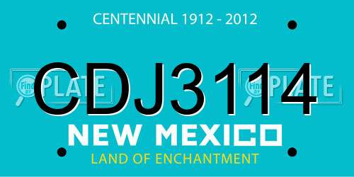 CDJ3114 New Mexico License Plate