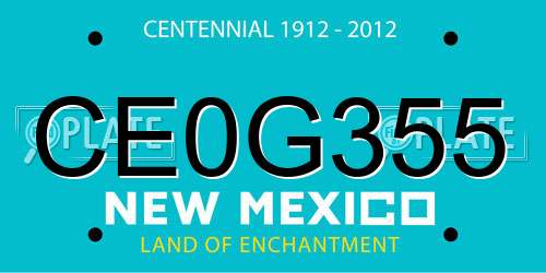 CE0G355 New Mexico License Plate