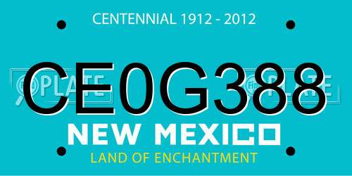 CE0G388 New Mexico License Plate