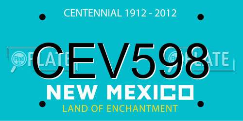 CEV598 New Mexico License Plate