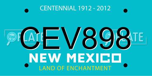 CEV898 New Mexico License Plate