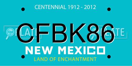 CFBK86 New Mexico License Plate