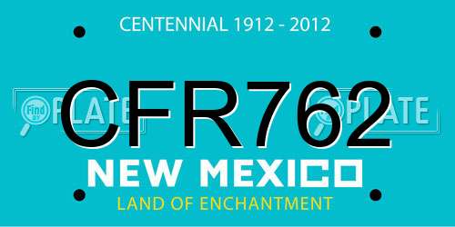 CFR762 New Mexico License Plate