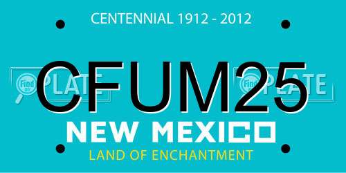 CFUM25 New Mexico License Plate