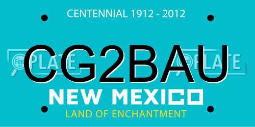 CG2BAU New Mexico License Plate
