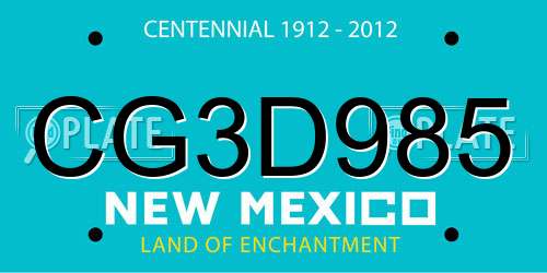 CG3D985 New Mexico License Plate