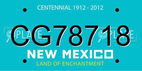 CG78718 New Mexico License Plate