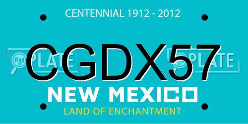 CGDX57 New Mexico License Plate