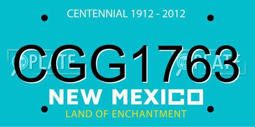 CGG1763 New Mexico License Plate